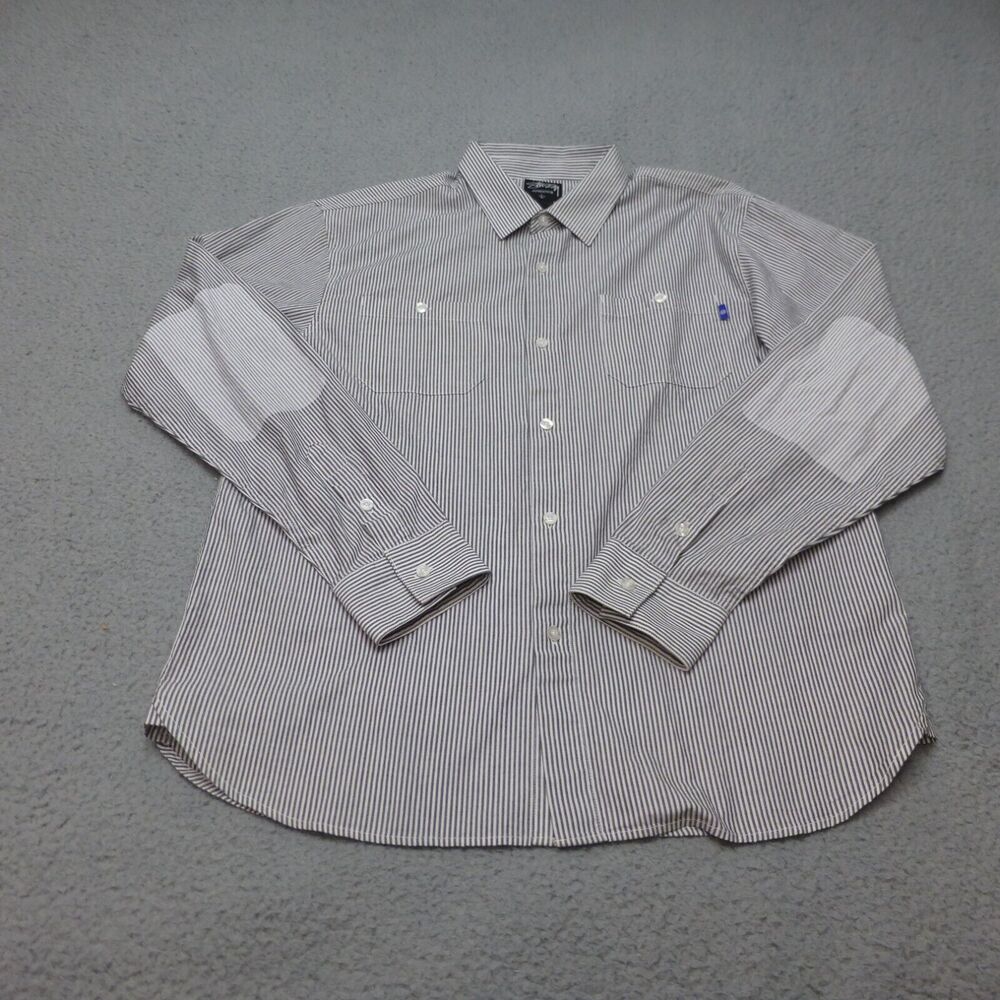 Stussy Black and White Striped Casual Button Down Shirt